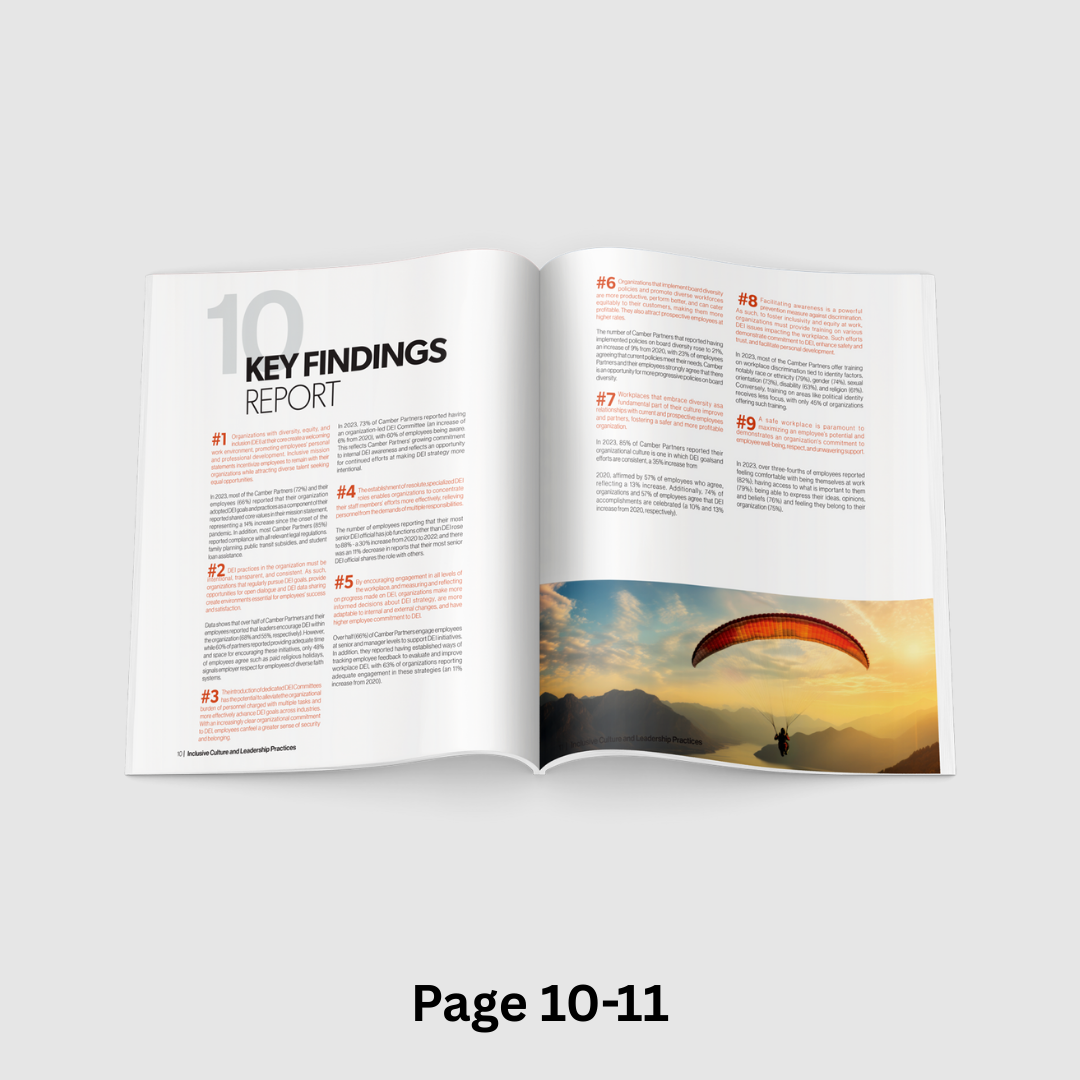 Camber Outdoors Key Findings report spread — pages 10-11